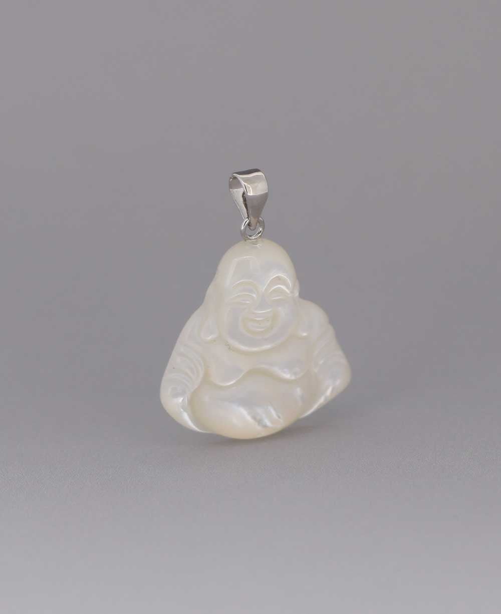 Mother of Pearl and Sterling Silver Happy Buddha Pendant - Charms & Pendants