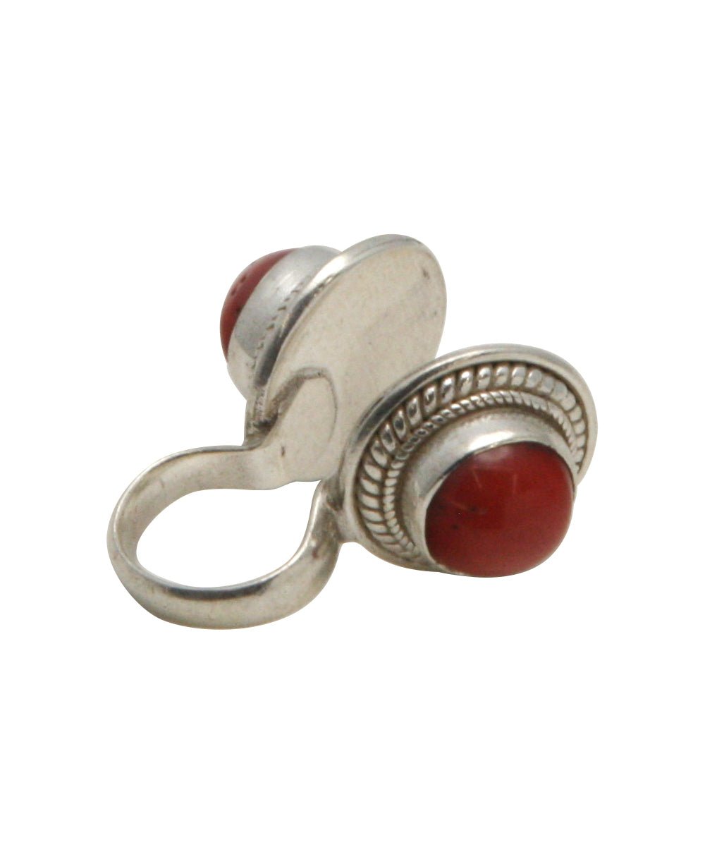 Movable Coral and Sterling Silver Mala Counter - Prayer Beads