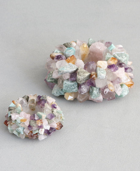 Multicolor Mixed Gemstone Candleholders - Candle Holders Small