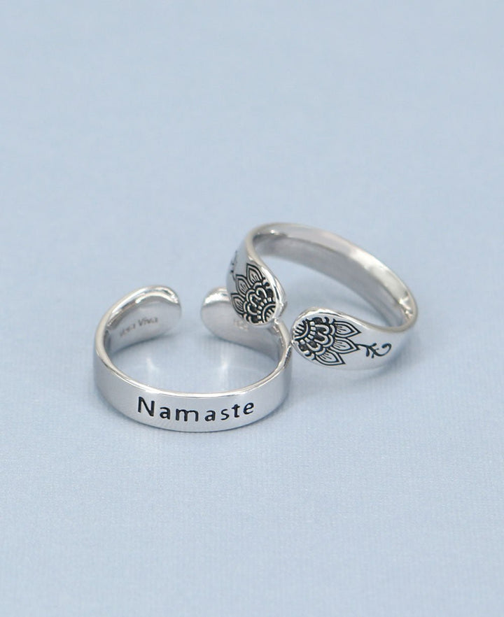 Namaste Lotus Inspirational Mantra Ring - Rings