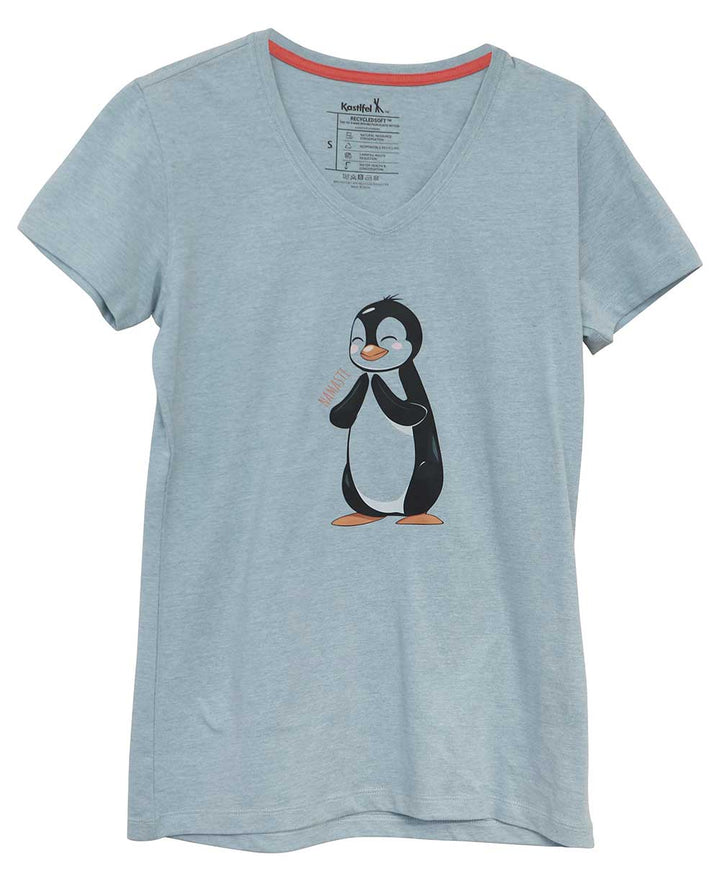 Namaste Penguin Women's Recycled T-Shirt - Shirts & Tops S
