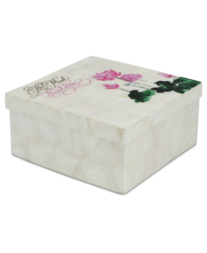 No Mud No Lotus Capiz Shell Mala or Jewelry Box - Gift Boxes & Tins