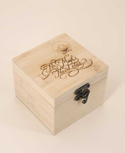 No Mud No Lotus Engraved Bamboo Mala Box - Gift Boxes & Tins