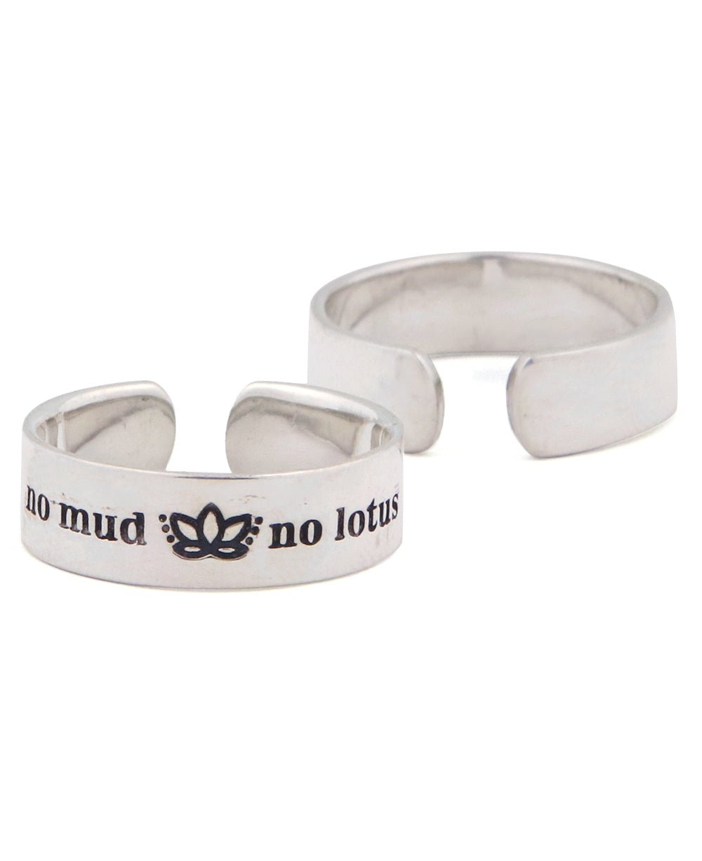 No Mud No Lotus Sterling Silver Adjustable Ring -