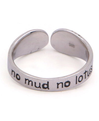 No Mud No Lotus Sterling Silver Mantra Ring - Rings