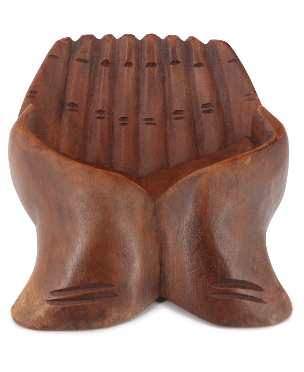Offering Hands Wooden Carving and Display Bowl, Bali - Decor