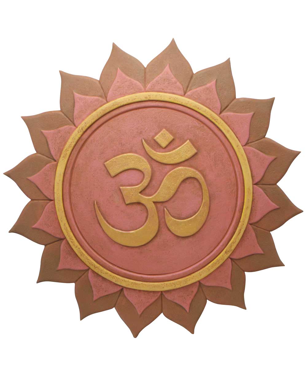 Om Lotus Artistic Wall Relief, Stone Texture - Artwork Pink