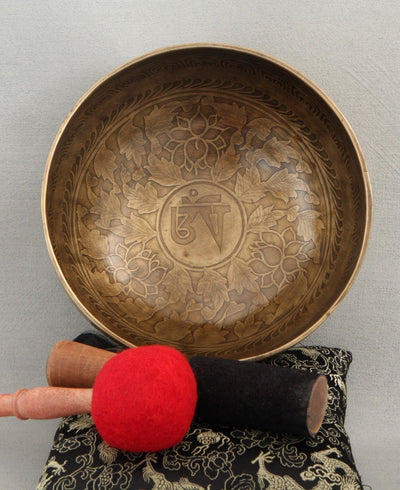 Om Lotus Meditational Singing Bowl - Hand Bells & Chimes