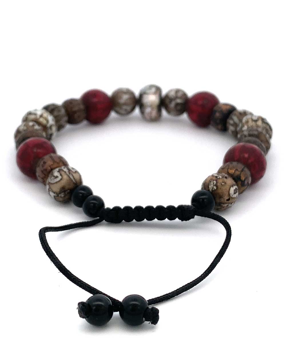 Om Mani Padme Hum Adjustable Beaded Bracelet - Bracelets