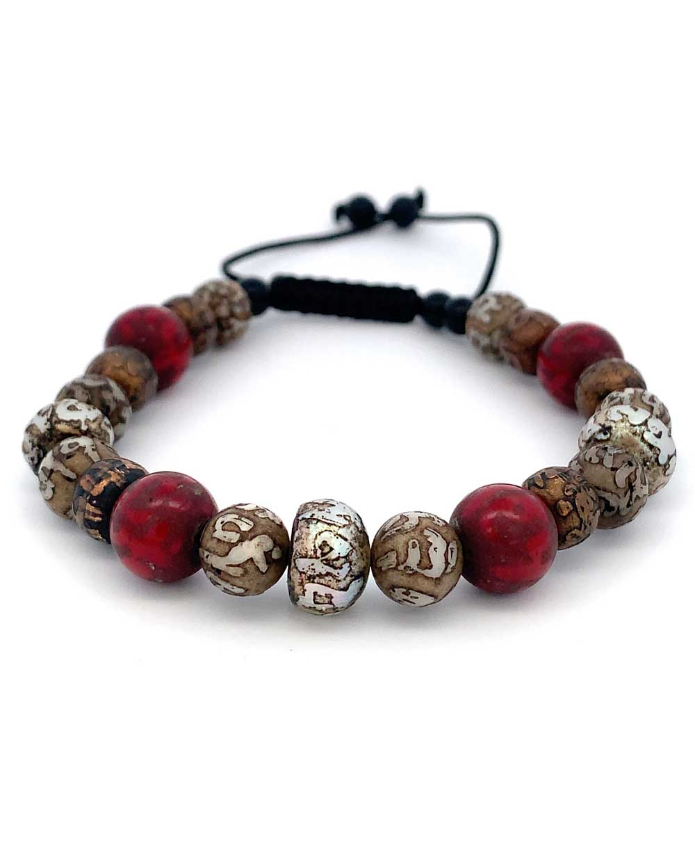 Om Mani Padme Hum Adjustable Beaded Bracelet - Bracelets