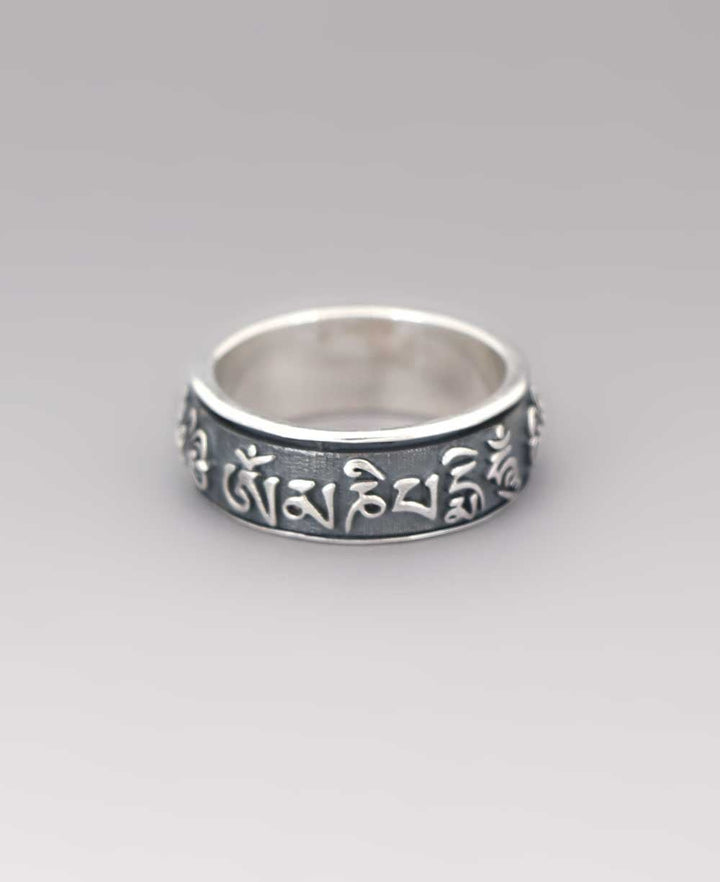 Om Mani Padme Hum Spinning Tibetan Mantra Meditation Ring For Men & Women - Rings Size 6