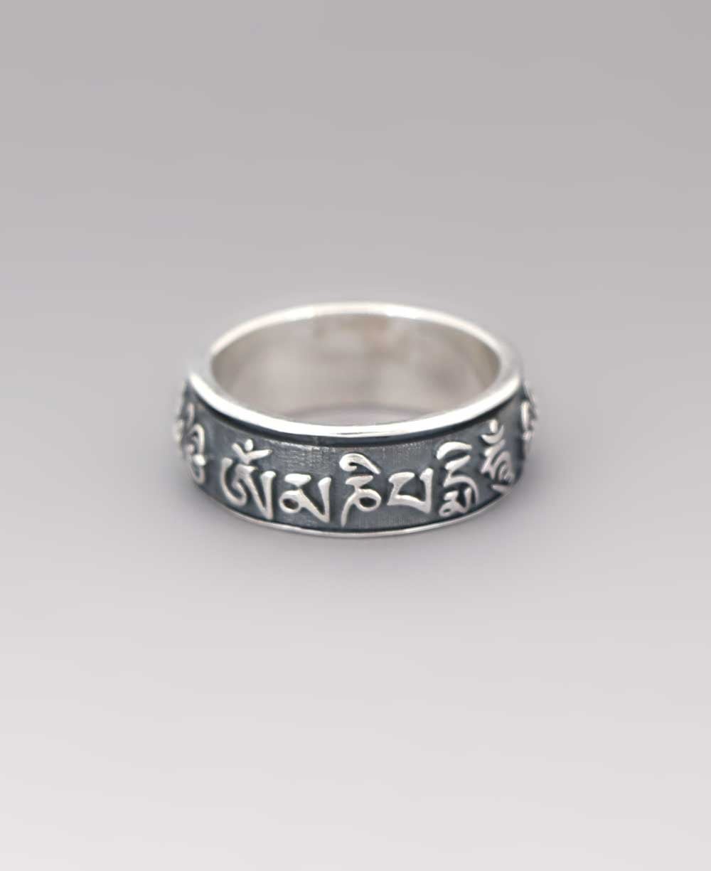 Om Mani Padme Hum Spinning Tibetan Mantra Meditation Ring For Men & Women - Rings Size 6