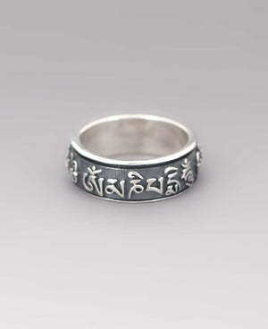 Om Mani Padme Hum Spinning Tibetan Mantra Meditation Ring For Men & Women - Rings Size 6
