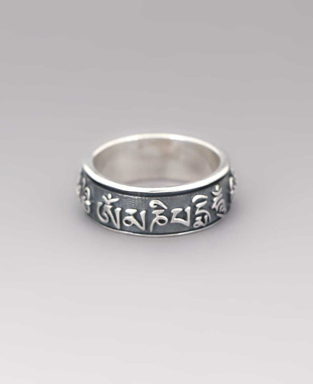 Om Mani Padme Hum Spinning Tibetan Mantra Meditation Ring For Men & Women - Rings Size 6