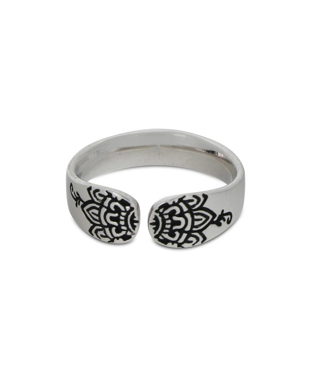 Om Mani Padme Hum Sterling Silver Adjustable Ring - Rings