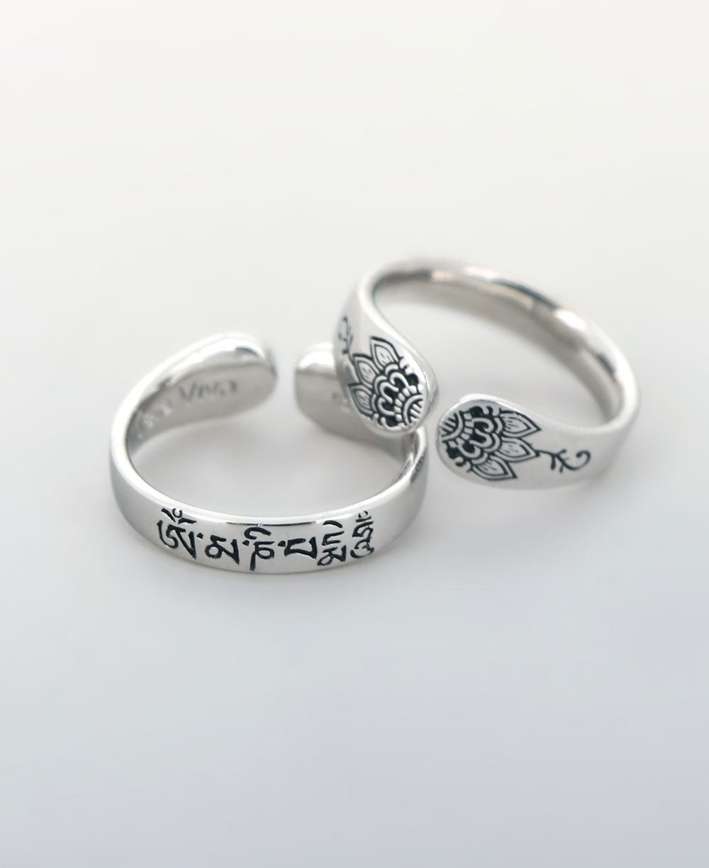 Om Mani Padme Hum Sterling Silver Adjustable Ring - Rings