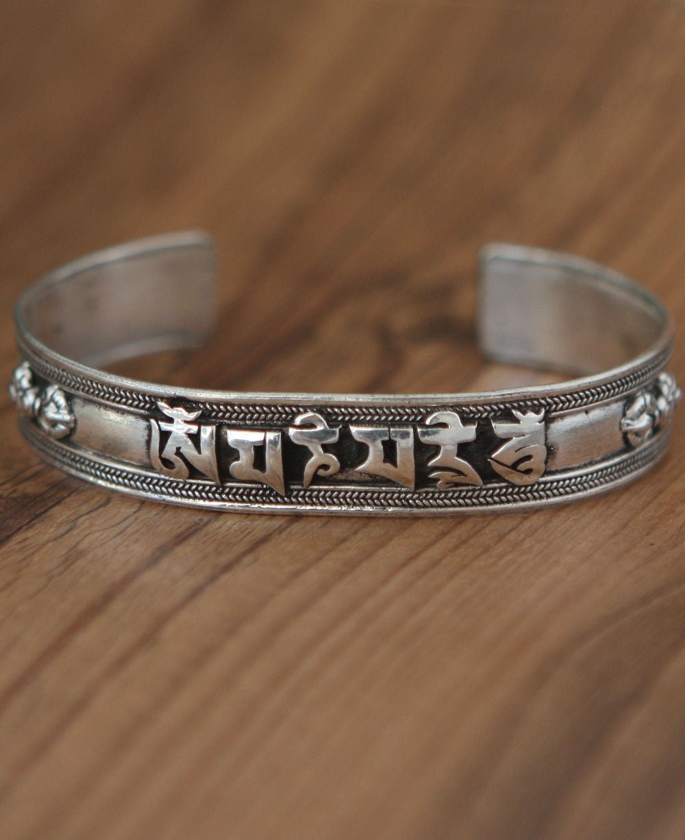 Om Mani Padme Hum Sterling Silver Mantra Bracelet - Bracelets Tibetan