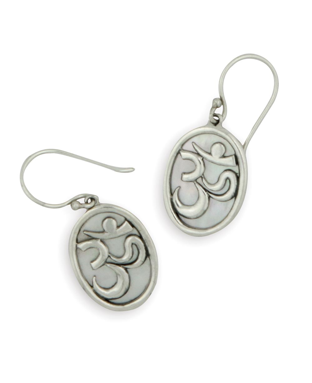 Om Sterling Silver Earrings with Mother of Pearl - Earrings