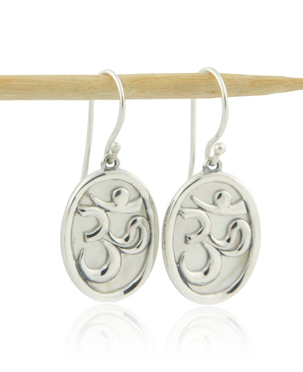 Om Sterling Silver Earrings with Mother of Pearl - Earrings