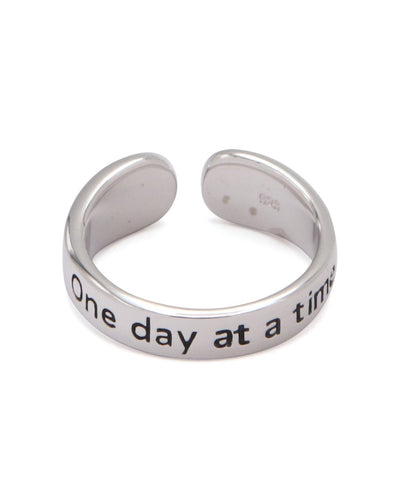 One Day at a Time Sterling Silver Adjustable Inspirational Ring - Rings