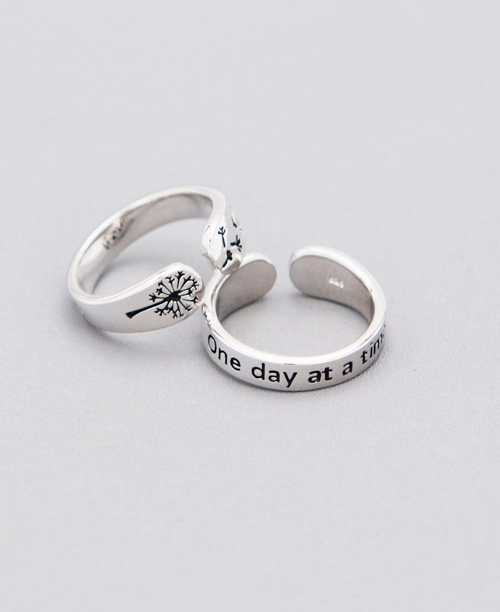 One Day at a Time Sterling Silver Adjustable Inspirational Ring - Rings
