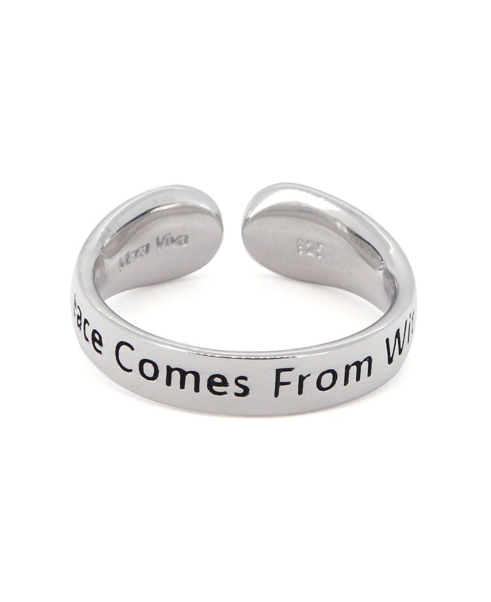 Peace Comes From Within Sterling Silver Adjustable Ring - Rings