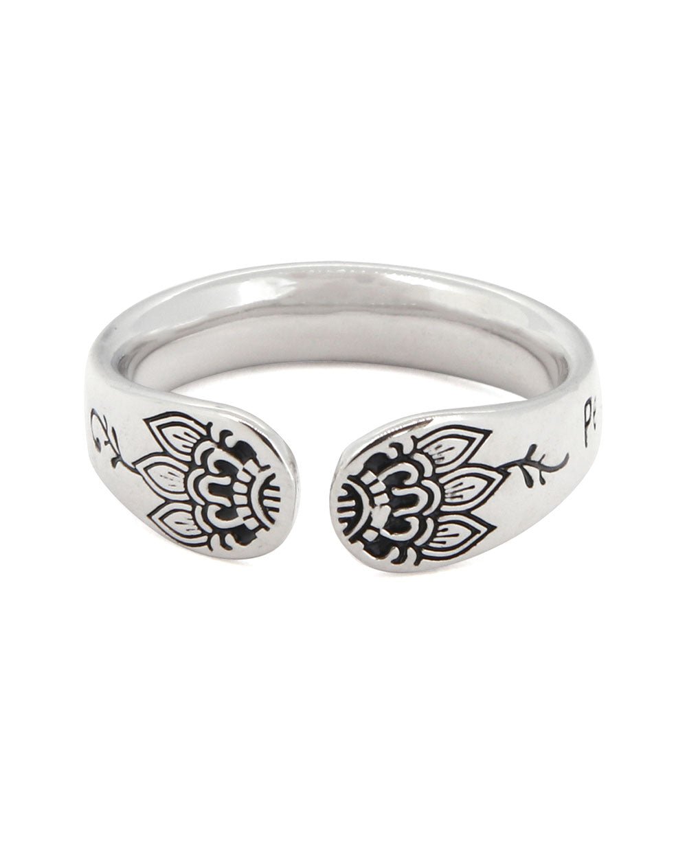 Peace Comes From Within Sterling Silver Adjustable Ring - Rings