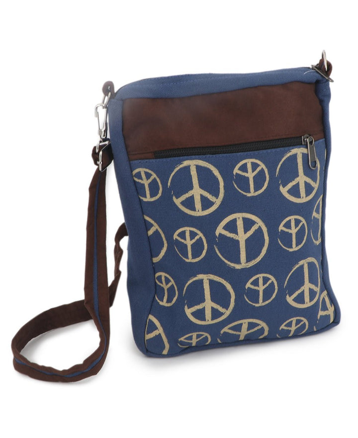 Peace Symbol Messenger Cross Body Bag - Handbags Blue