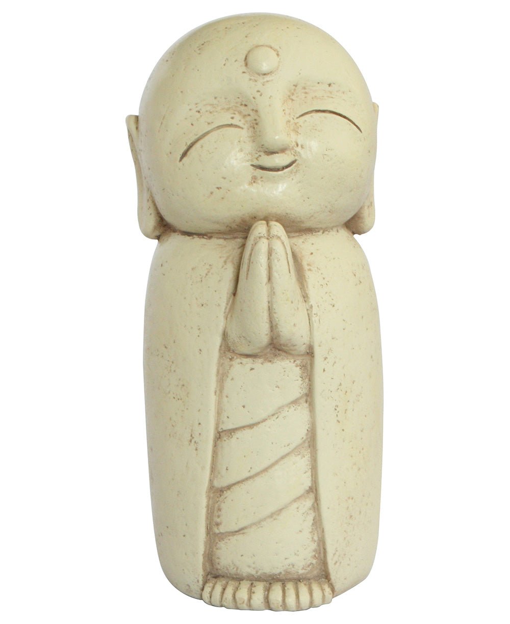 Peaceful Jizo Garden Statue, 8 Inches - Sculptures & Statues Cream