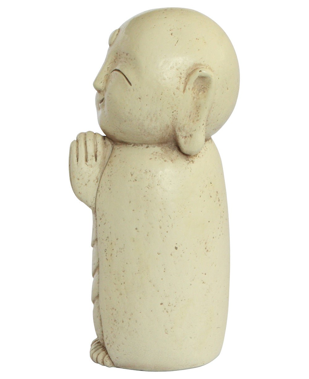 Peaceful Jizo Garden Statue, 8 Inches - Sculptures & Statues Cream