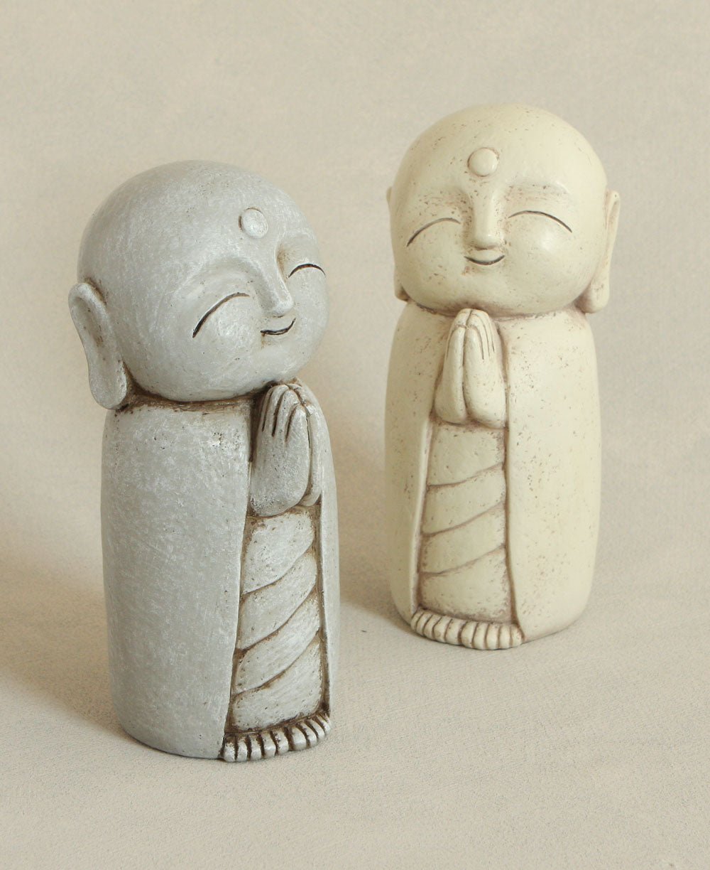 Peaceful Jizo Garden Statue, 8 Inches - Sculptures & Statues Grey