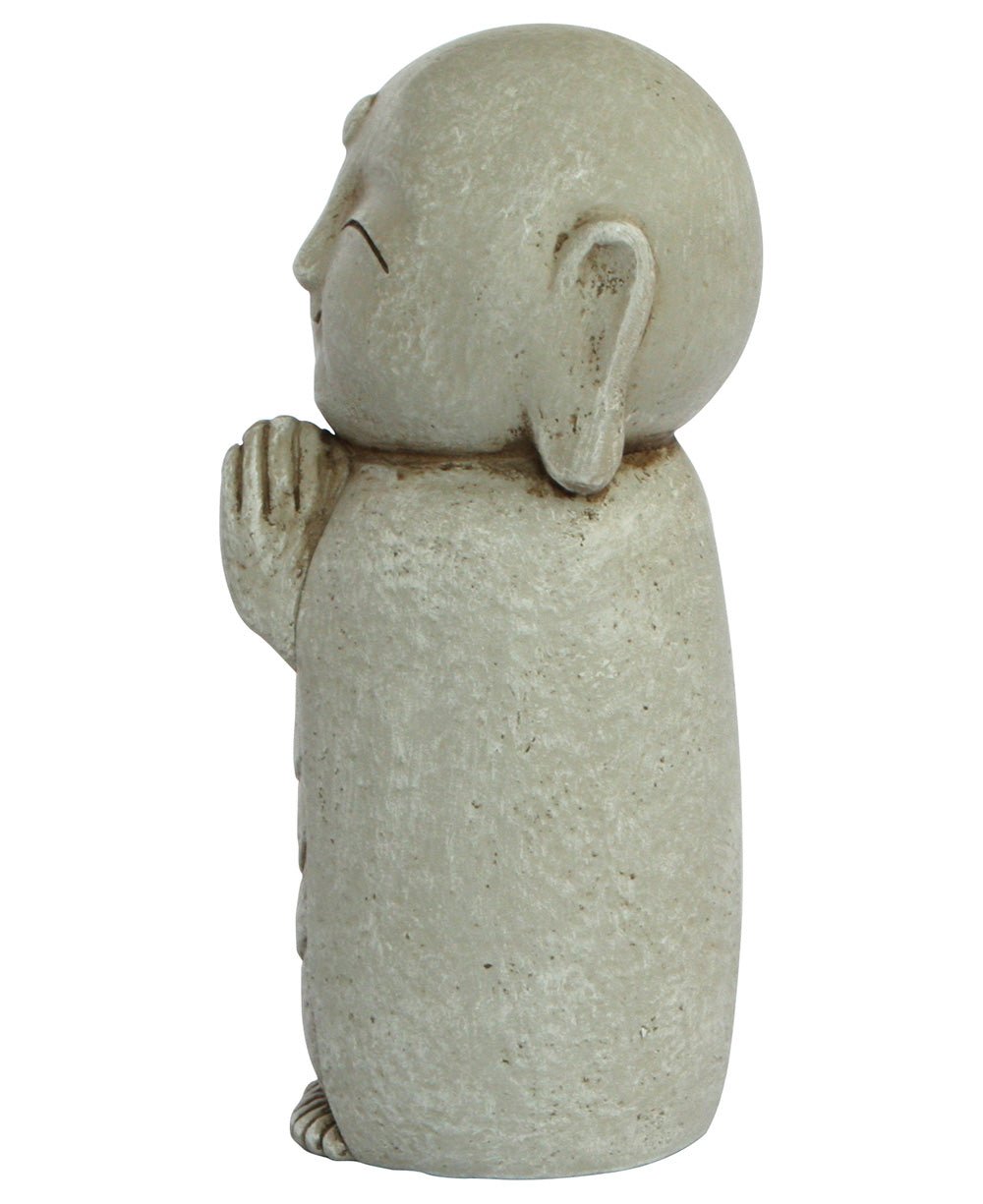 Peaceful Jizo Garden Statue, 8 Inches - Sculptures & Statues Grey
