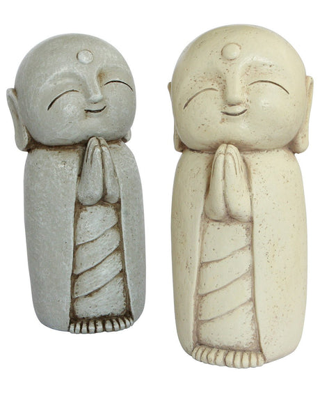 Peaceful Jizo Garden Statue, 8 Inches - Sculptures & Statues Grey