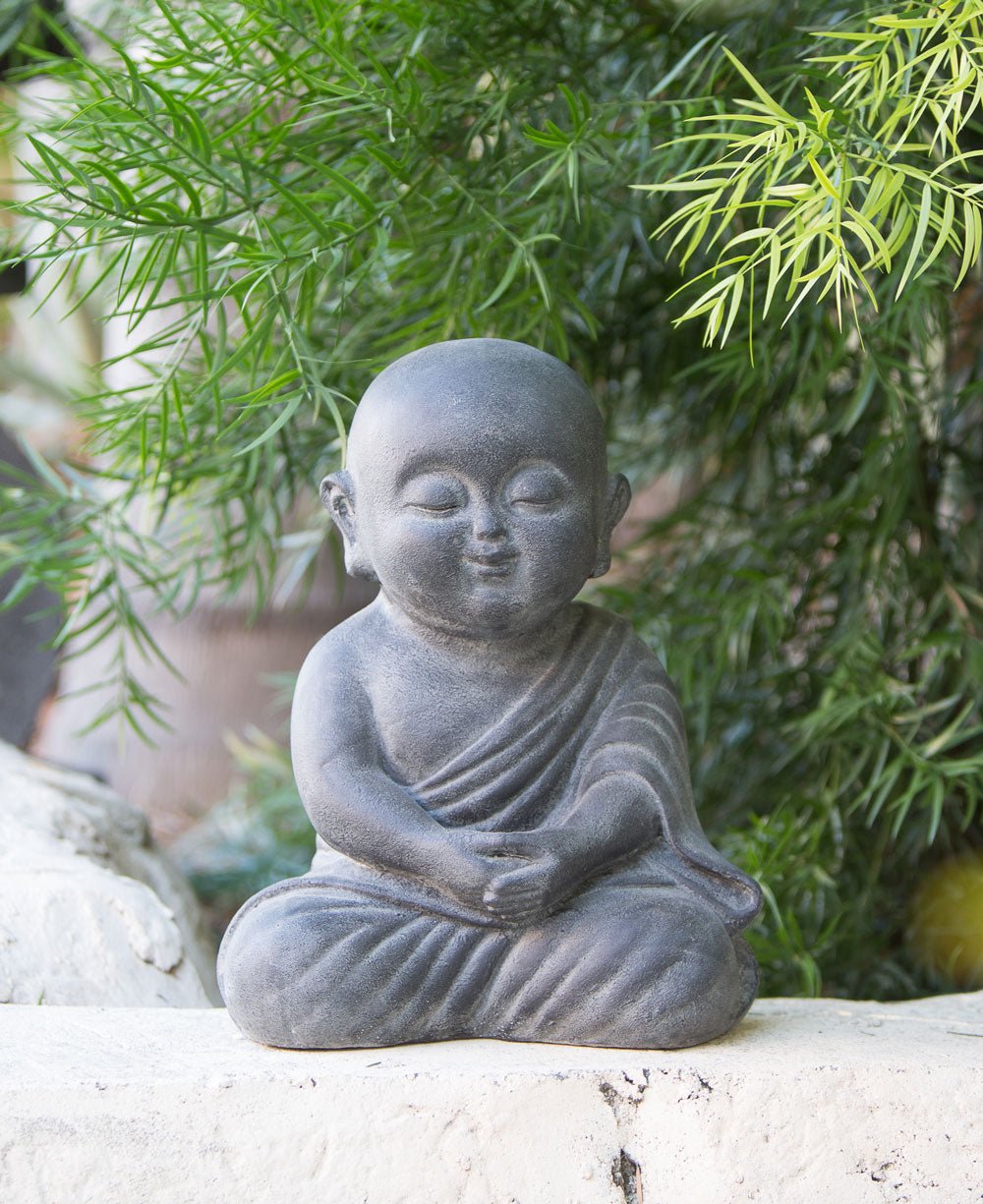 Peaceful Shaolin Monk Garden Statue, 16 Inches -