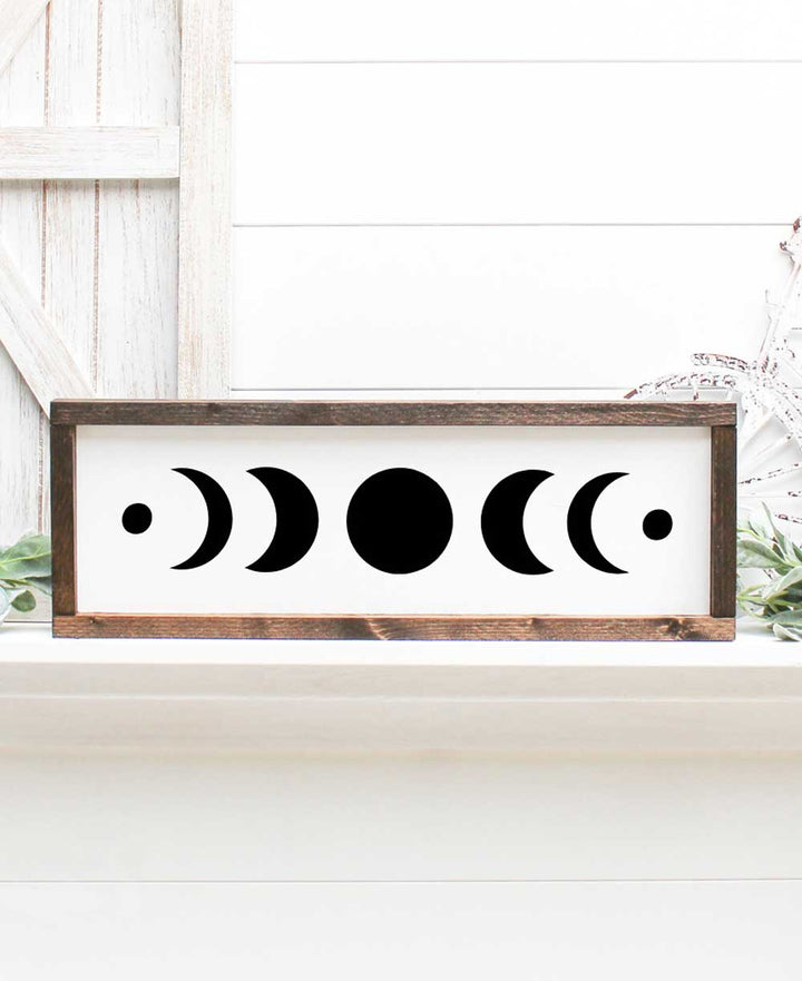 Phases of the Moon Handmade Wooden Plaque - Posters, Prints, & Visual Artwork