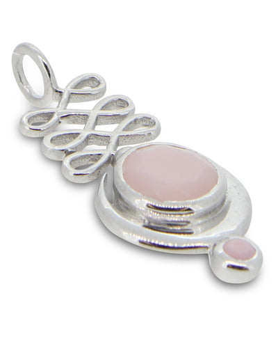 Pink Opal Sterling Silver Unalome Moon Pendant - Charms & Pendants