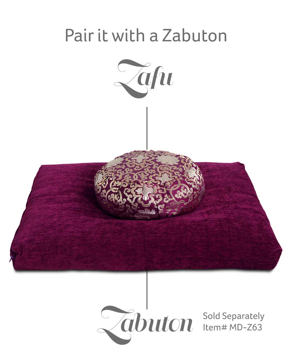 Plum Purple Brocade Zafu Meditation Cushion - Massage Cushions