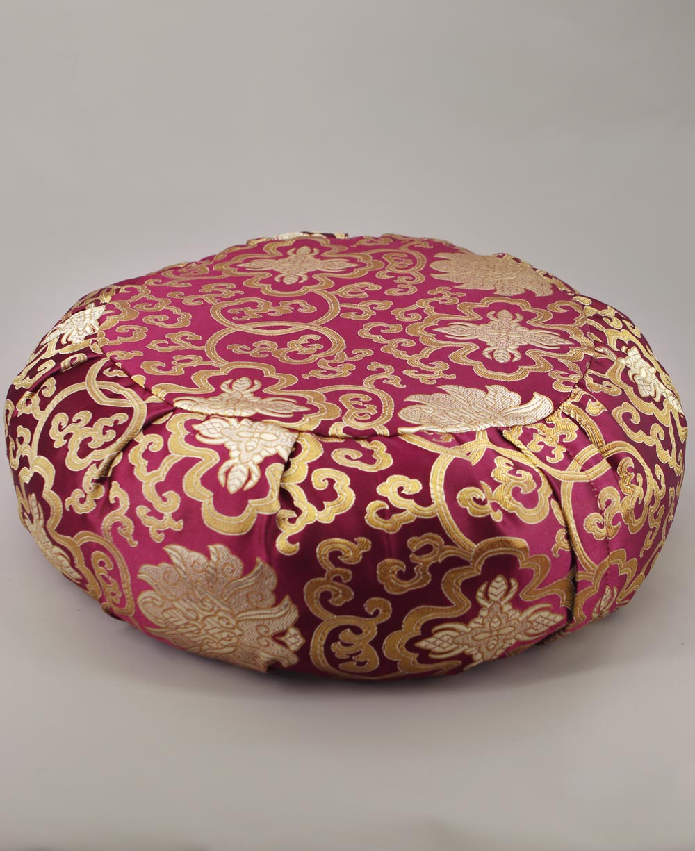 Plum Purple Brocade Zafu Meditation Cushion - Massage Cushions
