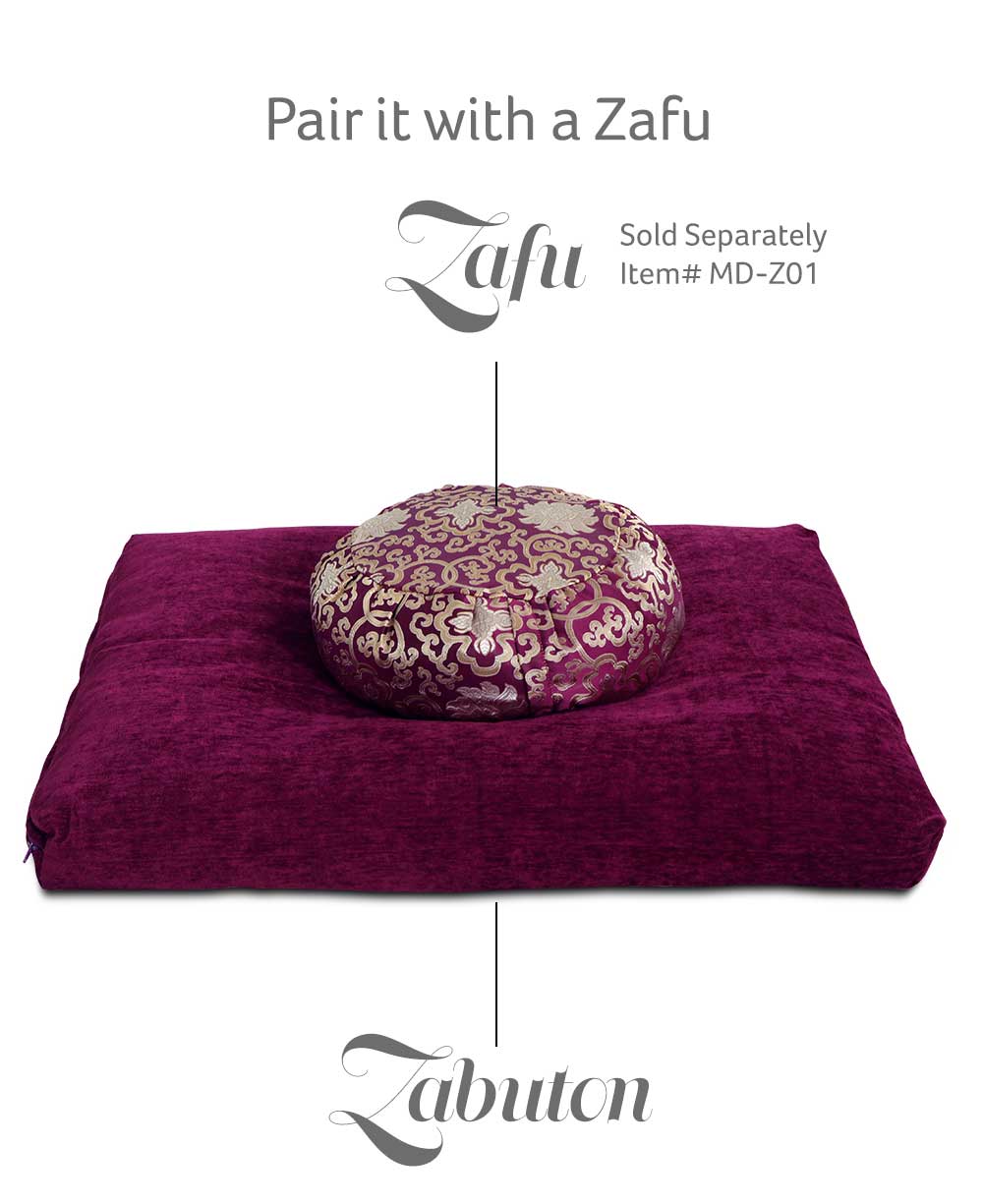 Plum Purple Chenille Zabuton Meditation Cushion - Massage Cushions