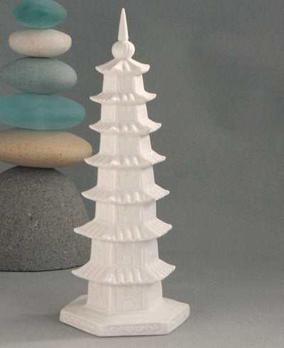 Porcelain Pagoda Statue, 10.5 Inches - Home