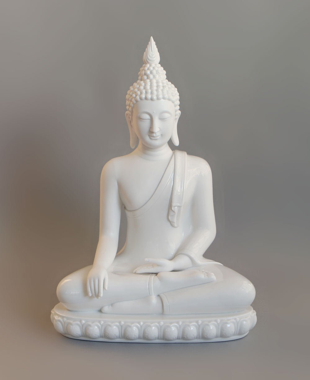 Porcelain White Thai Meditation Buddha Statue - Sculptures & Statues
