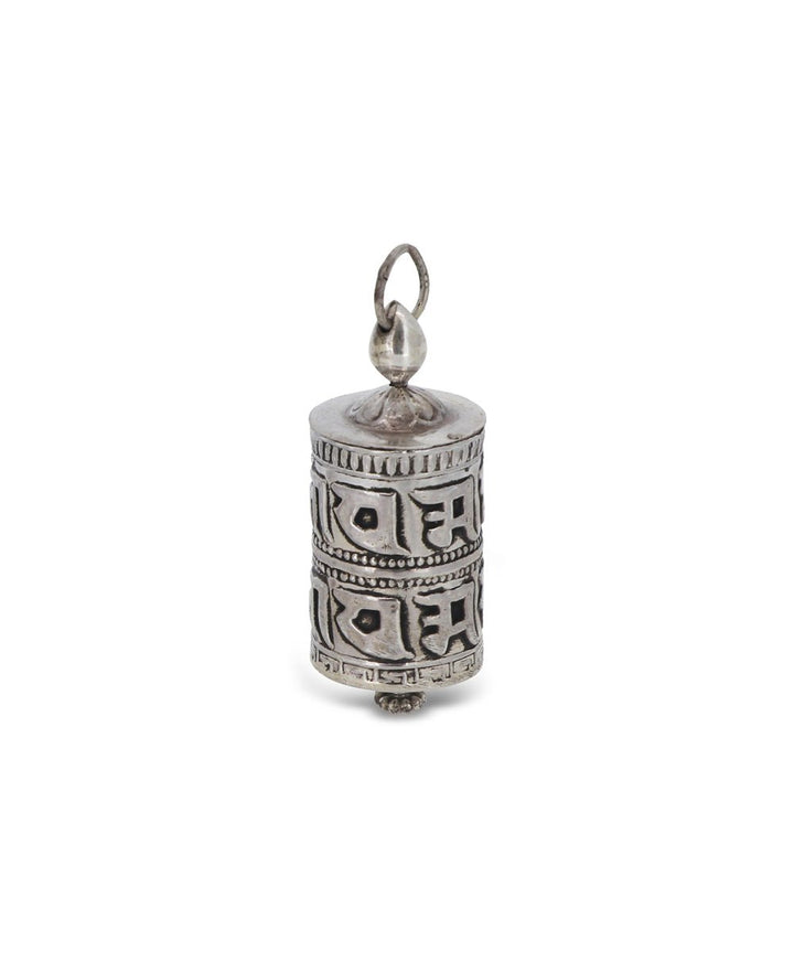 Prayer Wheel Sterling Silver Pendant, Handmade in Nepal - Charms & Pendants