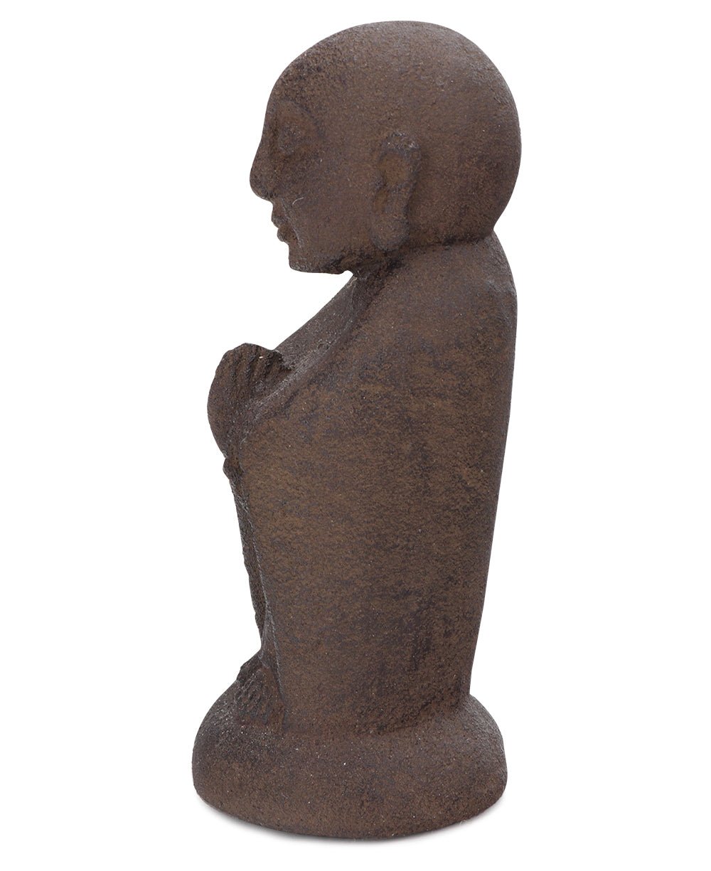 Praying Pose Cast Stone Garden Jizo Statue, 8 Inches - Sculptures & Statues