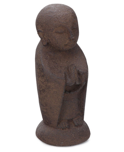 Praying Pose Cast Stone Garden Jizo Statue, 8 Inches - Sculptures & Statues