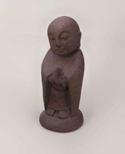 Praying Pose Cast Stone Garden Jizo Statue, 8 Inches - Sculptures & Statues