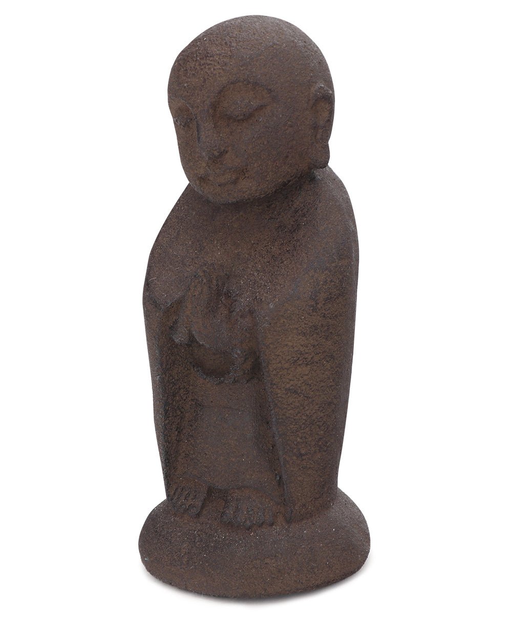 Praying Pose Cast Stone Garden Jizo Statue, 8 Inches - Sculptures & Statues