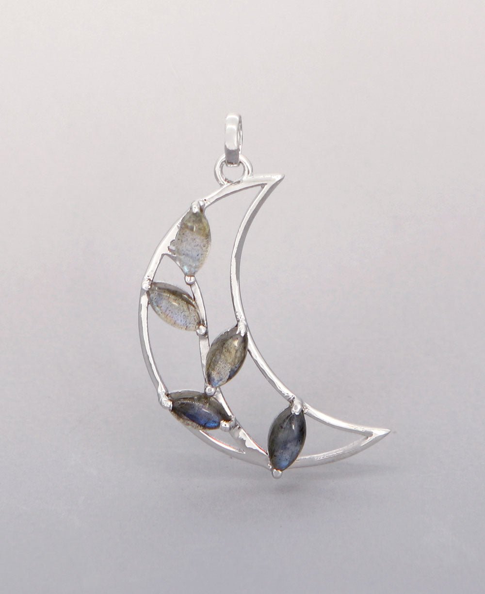 Premium Blooming Labradorite Lunar Artistic Pendant - Charms & Pendants
