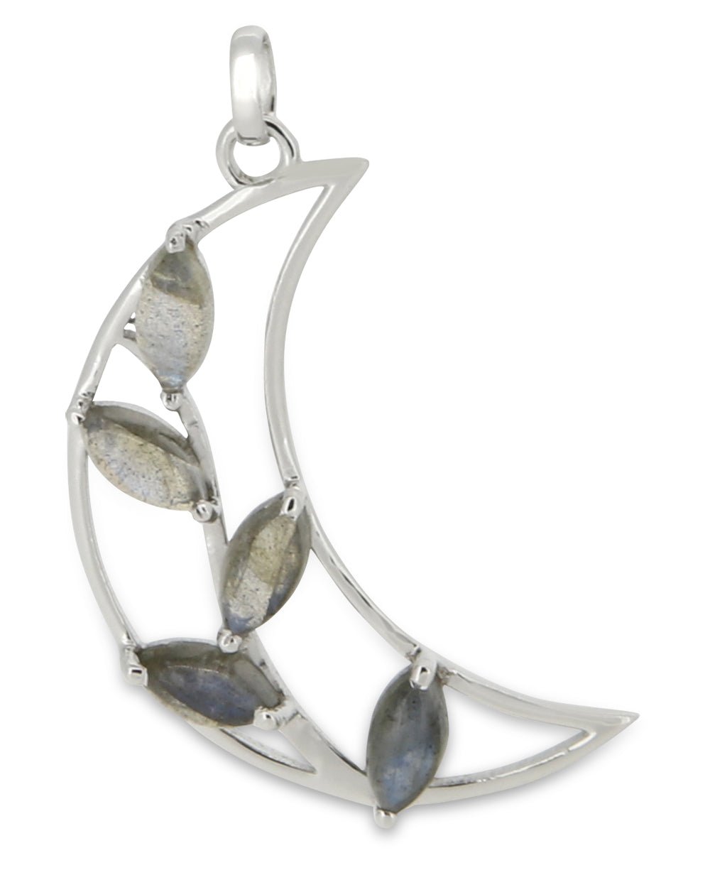 Premium Blooming Labradorite Lunar Artistic Pendant - Charms & Pendants