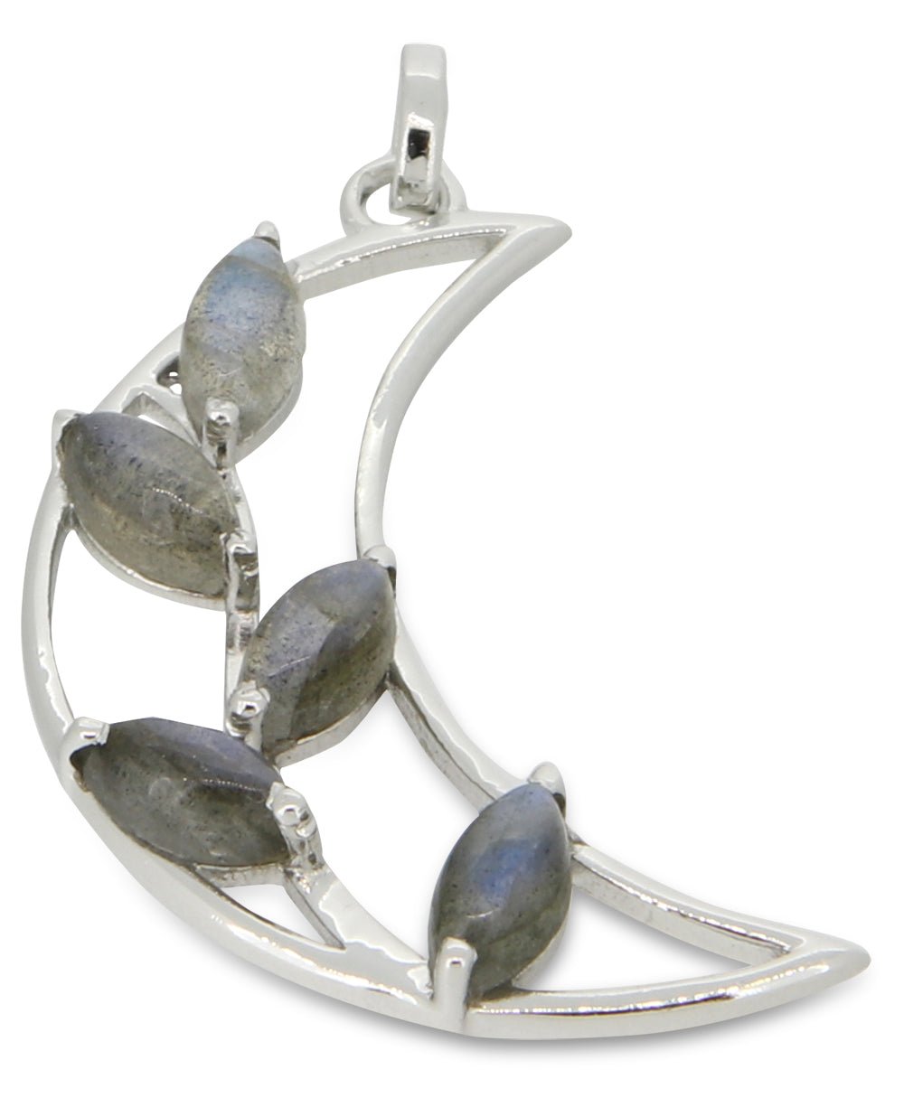 Premium Blooming Labradorite Lunar Artistic Pendant - Charms & Pendants