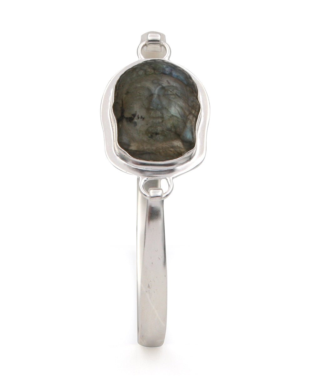 Premium Labradorite Buddha Latch Bracelet, Sterling Silver - Bracelets